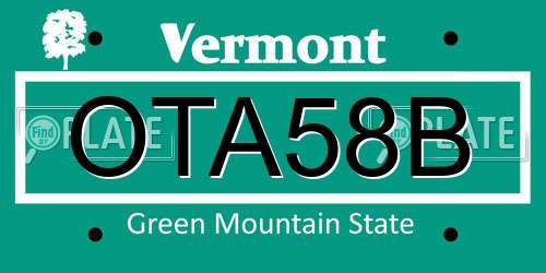 OTA58B Vermont License Plate