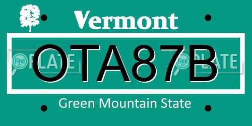 OTA87B Vermont License Plate