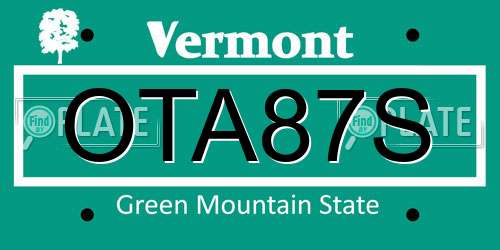 OTA87S Vermont License Plate