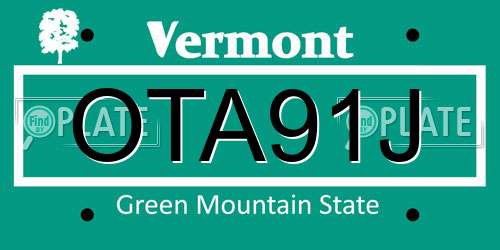 OTA91J Vermont License Plate