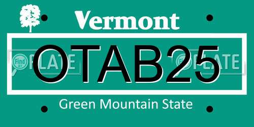 OTAB25 Vermont License Plate