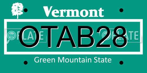 OTAB28 Vermont License Plate