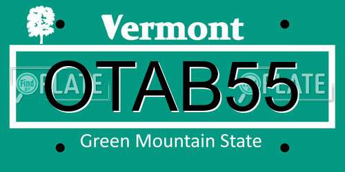 OTAB55 Vermont License Plate