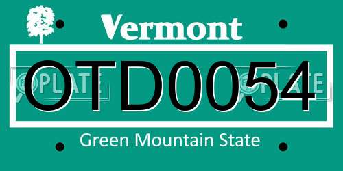 OTD0054 Vermont License Plate