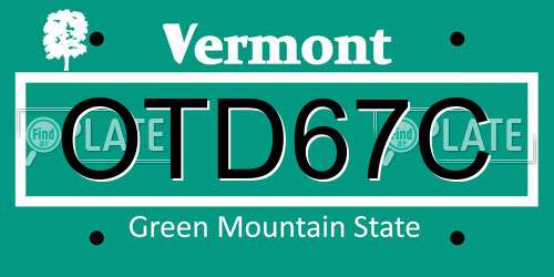 OTD67C Vermont License Plate