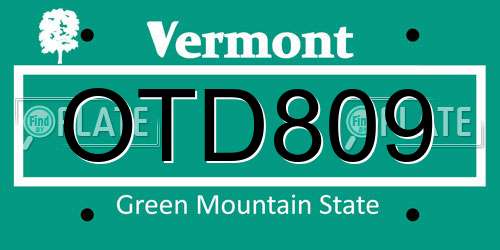 OTD809 Vermont License Plate