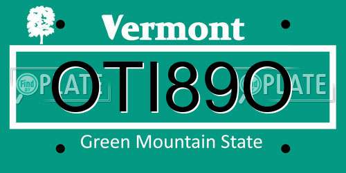 OTI89O Vermont License Plate