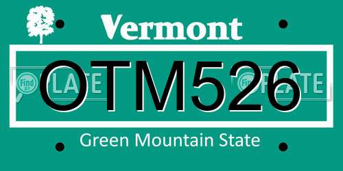 OTM526 Vermont License Plate