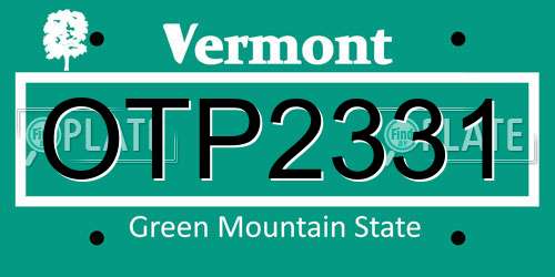 OTP2331 Vermont License Plate