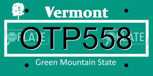 OTP558 Vermont License Plate