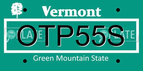 OTP55S Vermont License Plate