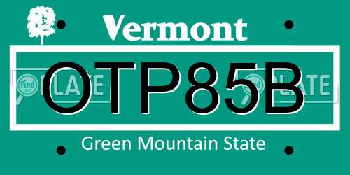 OTP85B Vermont License Plate