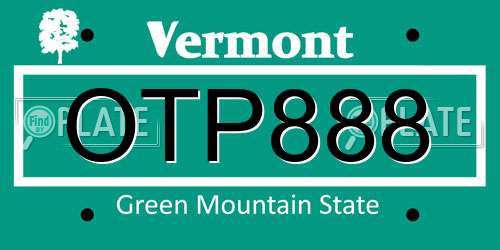 OTP888 Vermont License Plate