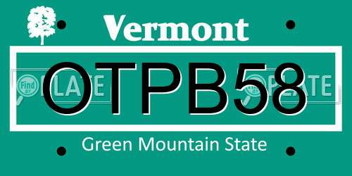 OTPB58 Vermont License Plate
