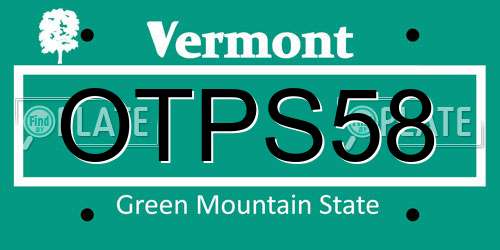 OTPS58 Vermont License Plate
