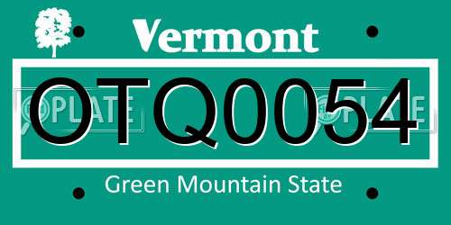 OTQ0054 Vermont License Plate