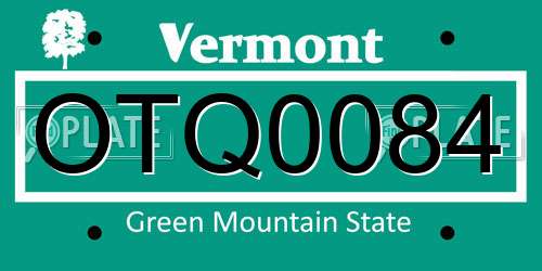 OTQ0084 Vermont License Plate