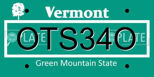 OTS34O Vermont License Plate