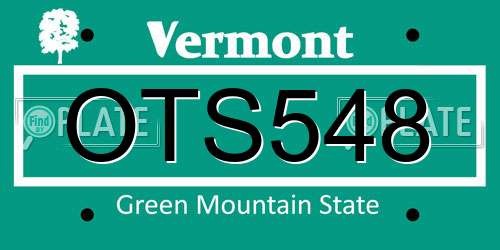 OTS548 Vermont License Plate