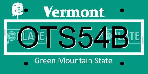OTS54B Vermont License Plate
