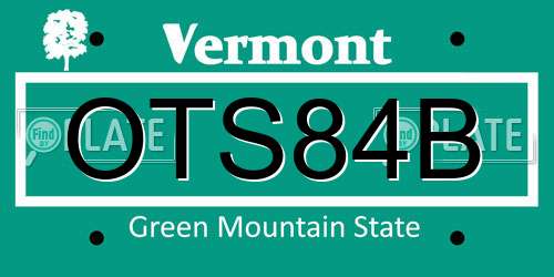 OTS84B Vermont License Plate