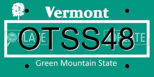 OTSS48 Vermont License Plate
