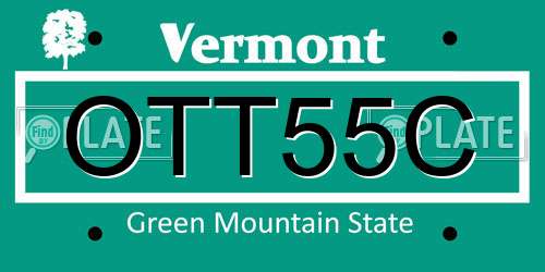 OTT55C Vermont License Plate