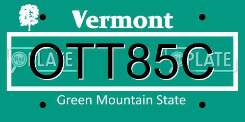 OTT85C Vermont License Plate
