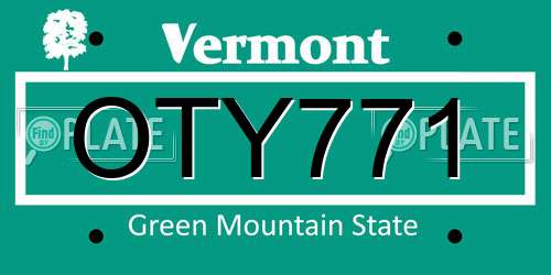 OTY771 Vermont License Plate
