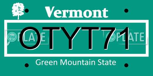 OTYT71 Vermont License Plate