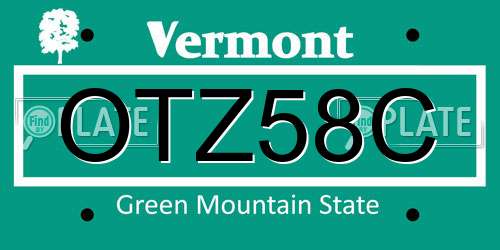 OTZ58C Vermont License Plate