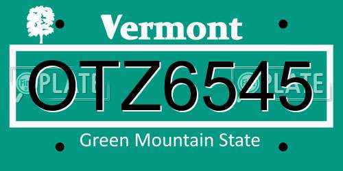 OTZ6545 Vermont License Plate