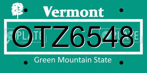 OTZ6548 Vermont License Plate