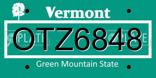 OTZ6848 Vermont License Plate