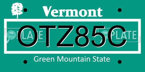 OTZ85C Vermont License Plate