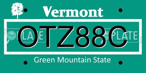 OTZ88C Vermont License Plate