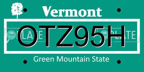 OTZ95H Vermont License Plate