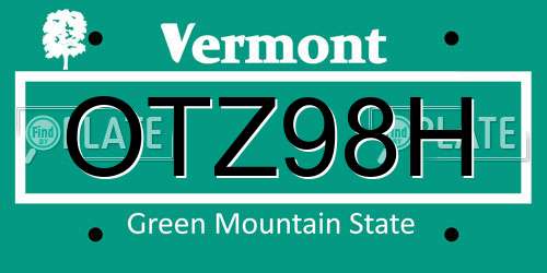 OTZ98H Vermont License Plate