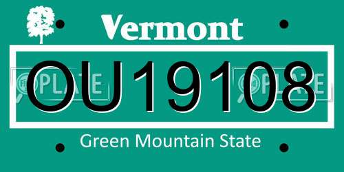 OU19108 Vermont License Plate