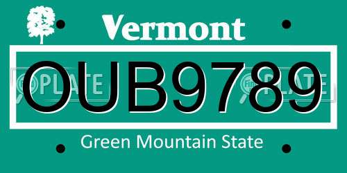 OUB9789 Vermont License Plate