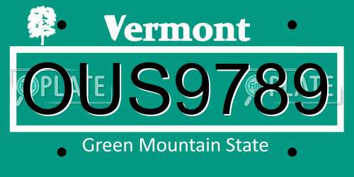 OUS9789 Vermont License Plate