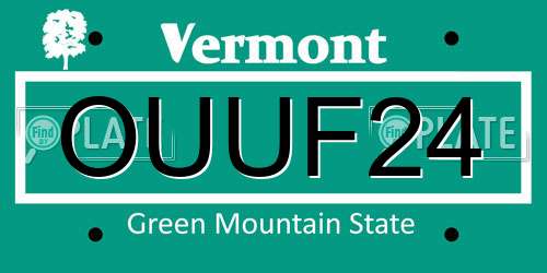 OUUF24 Vermont License Plate