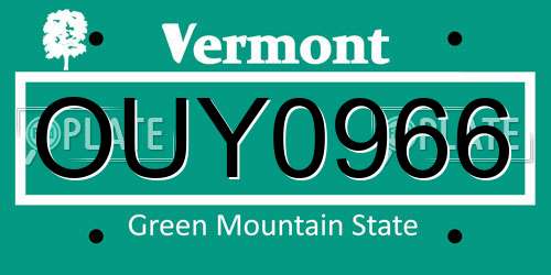 OUY0966 Vermont License Plate