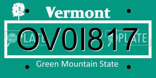 OV0I817 Vermont License Plate