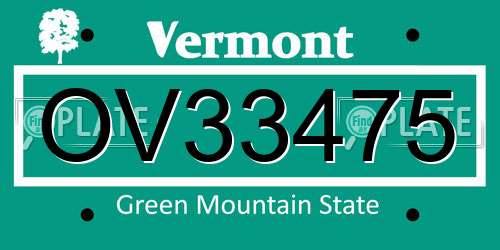 OV33475 Vermont License Plate