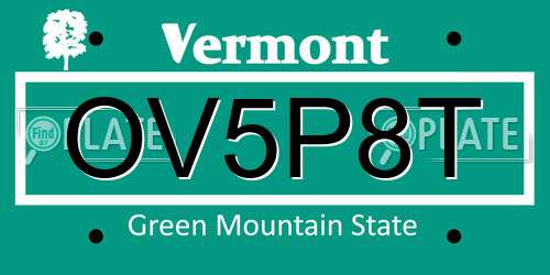 OV5P8T Vermont License Plate