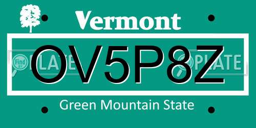 OV5P8Z Vermont License Plate