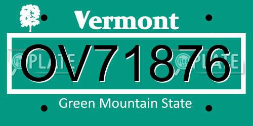 OV71876 Vermont License Plate