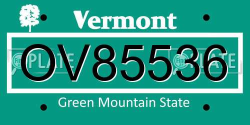 OV85536 Vermont License Plate