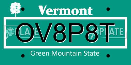 OV8P8T Vermont License Plate